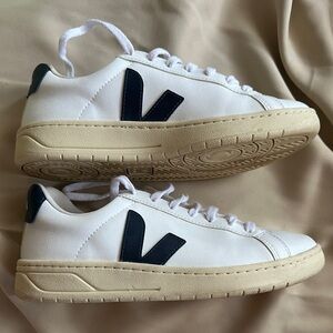 Veja White and Navy Sneakers